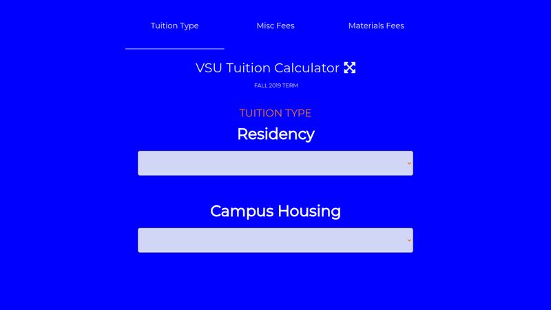 VSU Tuition Calculator(Alpha)