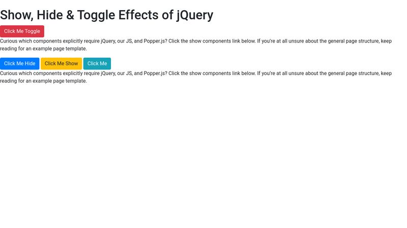 Hide, Show And Toggle Effects In JQuery