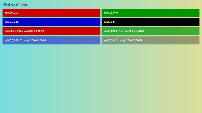 CSS Color - RGB Color Mode