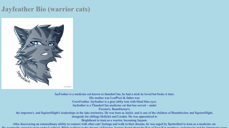 Jayfeather Bio (warrior cats)