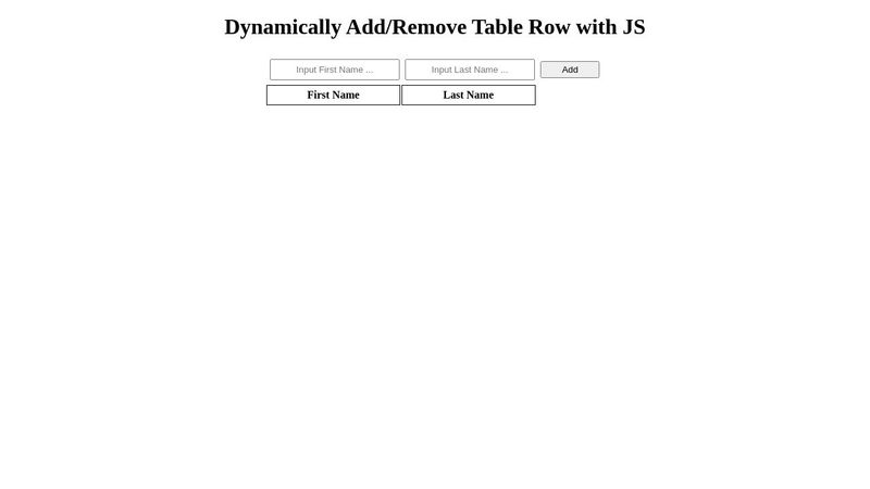 Dynamically Add/Remove Table Row with Pure JavaScript