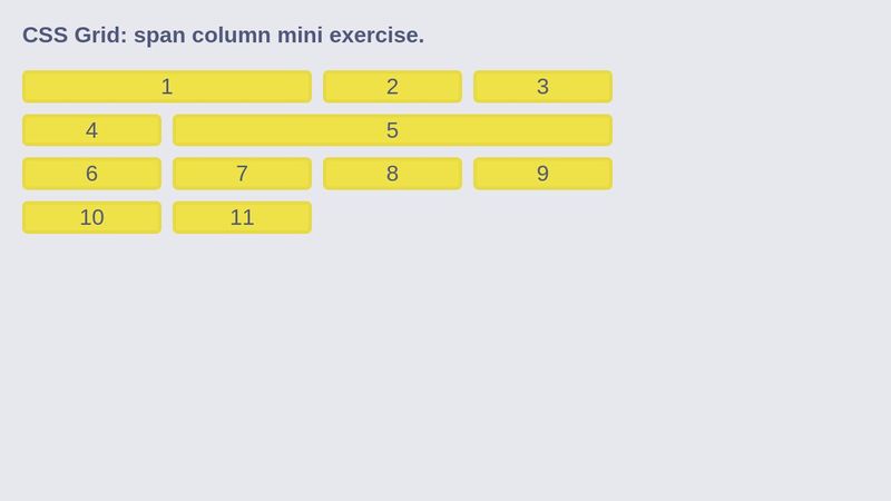 CSS Grid span column mini exercise solution