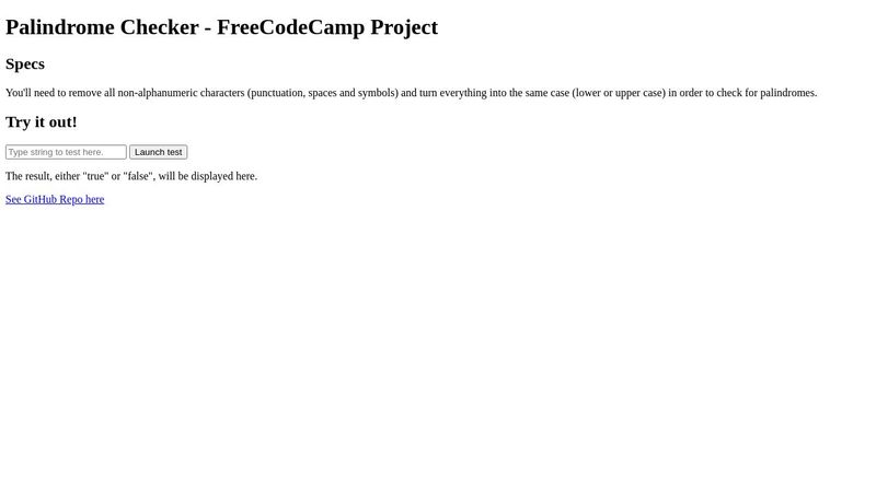 Palindrome Checker - FreeCodeCamp Project