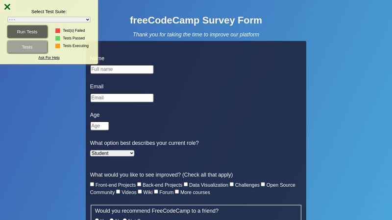 Survey Form - FreeCodeCamp