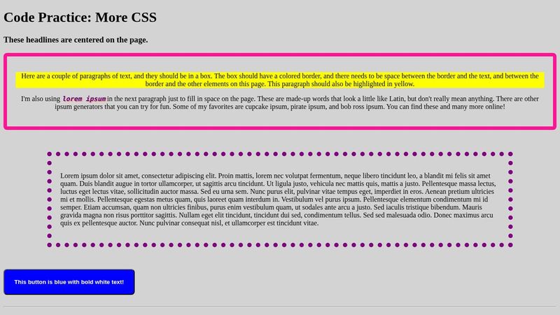 Code Practice: More CSS