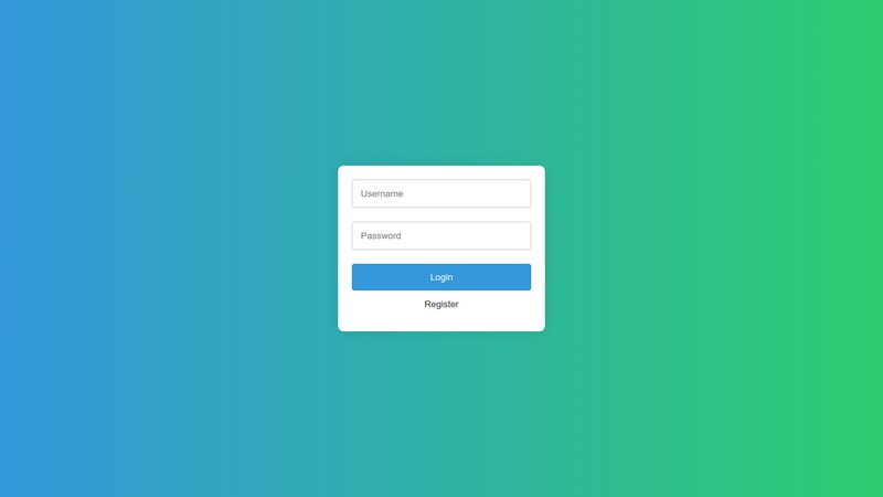 minimal login card form with gradient blue and green background