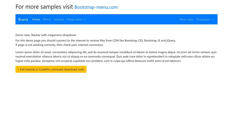 Simple bootstrap 4 mega menu responsive - Code example