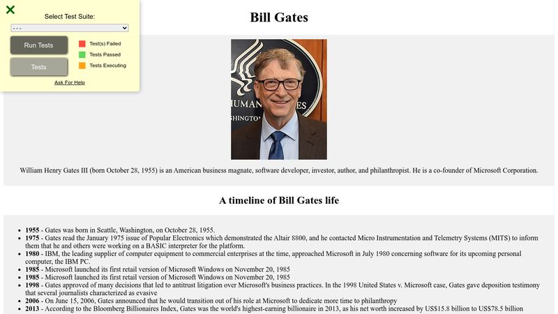 Bill Gates tribute page