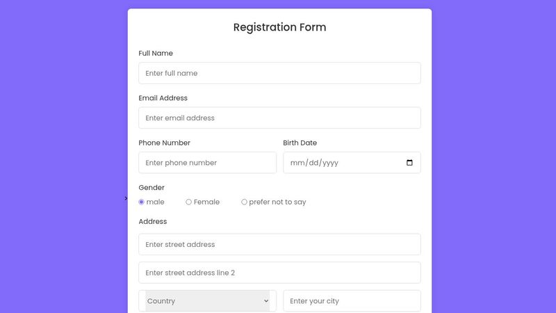 Registration From Template in HTML & CSS - #2