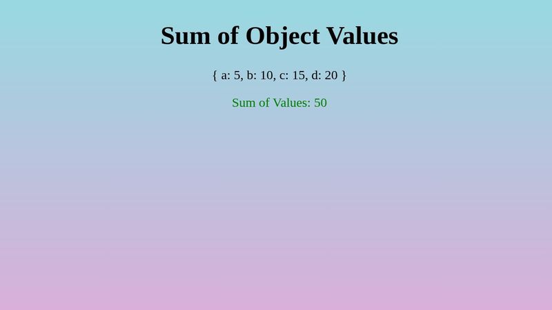Sum of Object Values