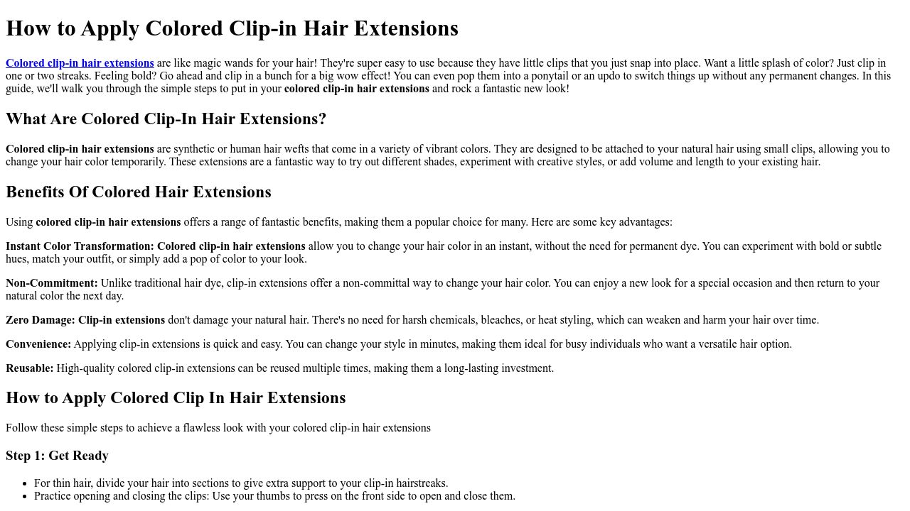 How to Apply Colored Clip-in Hair Extensions