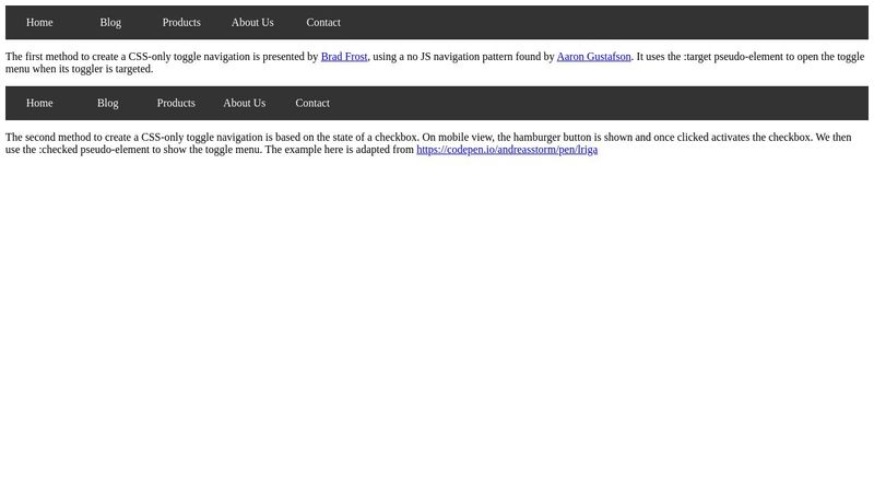 Toggle navigation CSS only