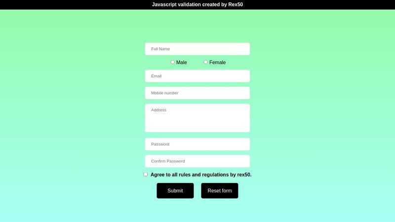 Simple Javascript Form with JAVASCRIPT VALIDATION