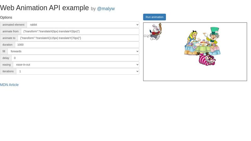 Web Animation API example
