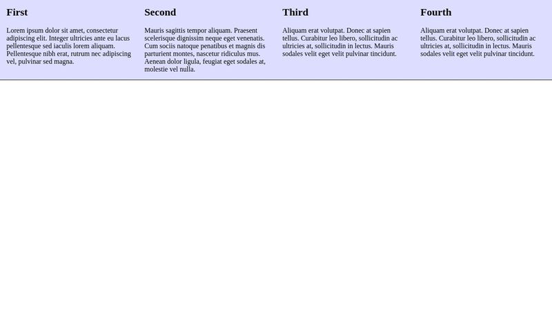 Simple responsive 4 column layout