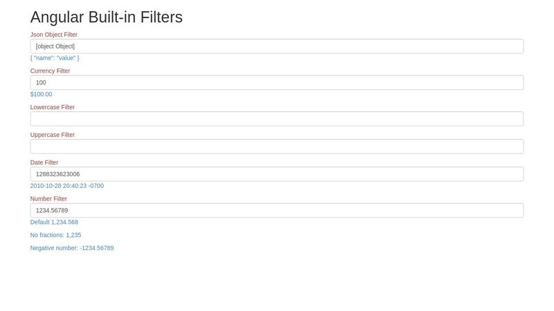 AngularJS Built-in Filters