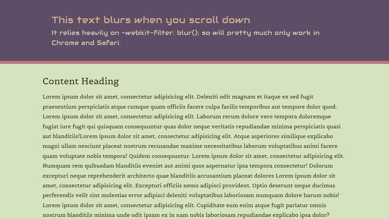 Blurry text banner on scroll