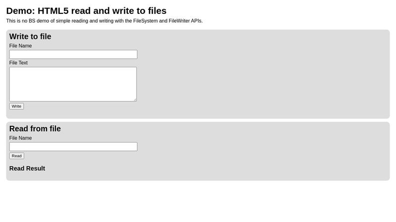 HTML5 read and write demo