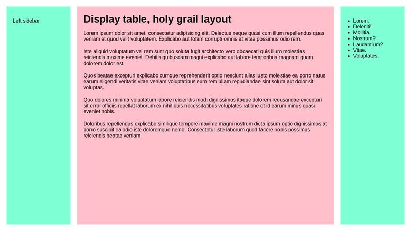 3 column div layout with display:table