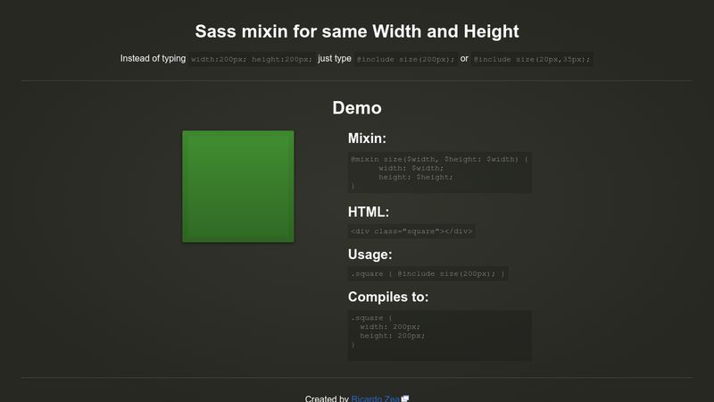 Simple Sass Mixin for Width and Height
