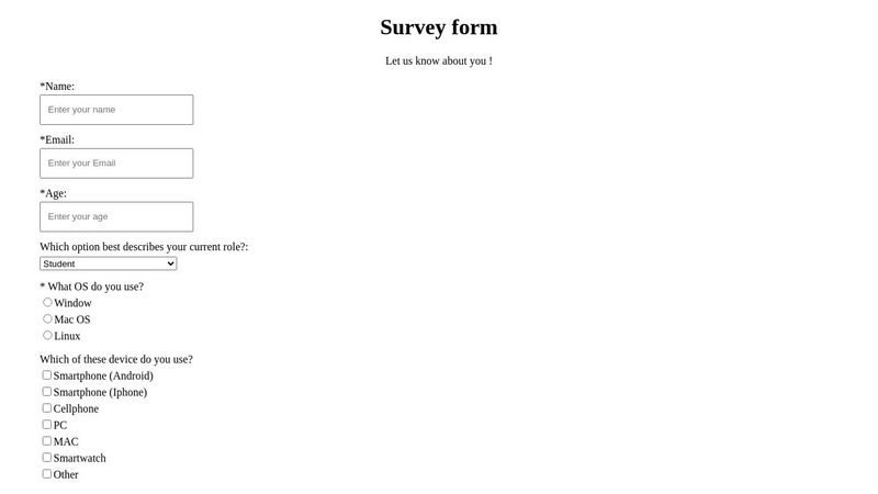 Responsive Web Design Projects - Build a Survey Form
