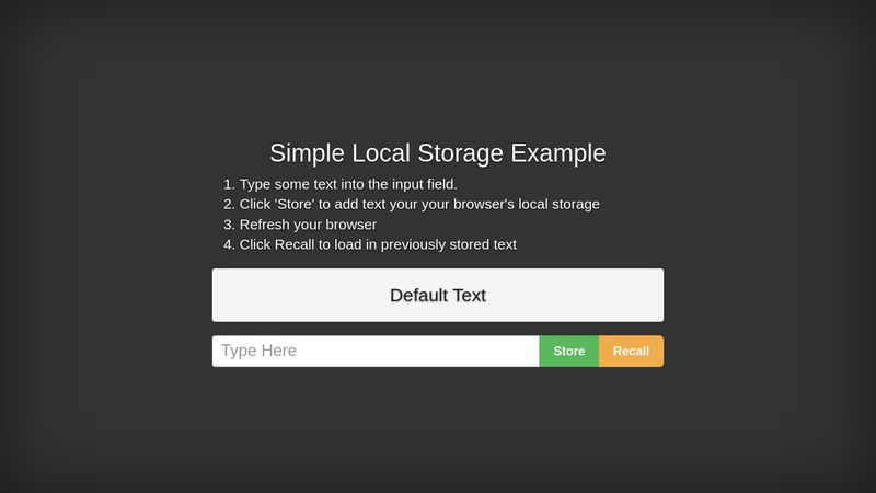 Simple Local Storage Example