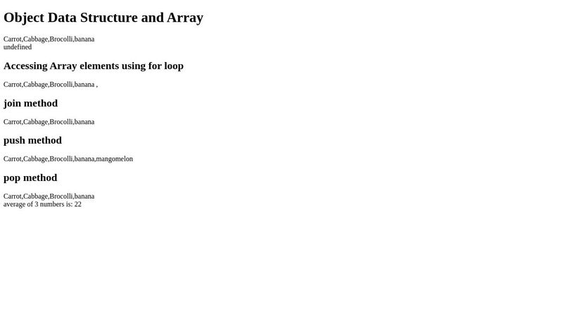 Object Data Structure and Array