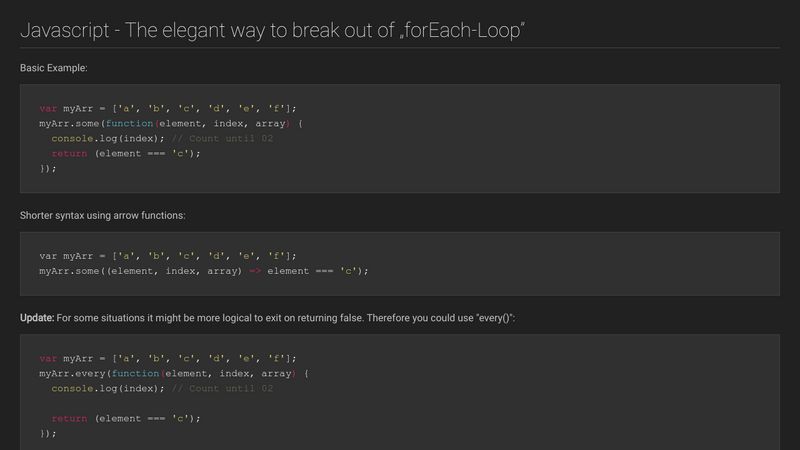 Javascript - The elegant way to break out of forEach-Loop