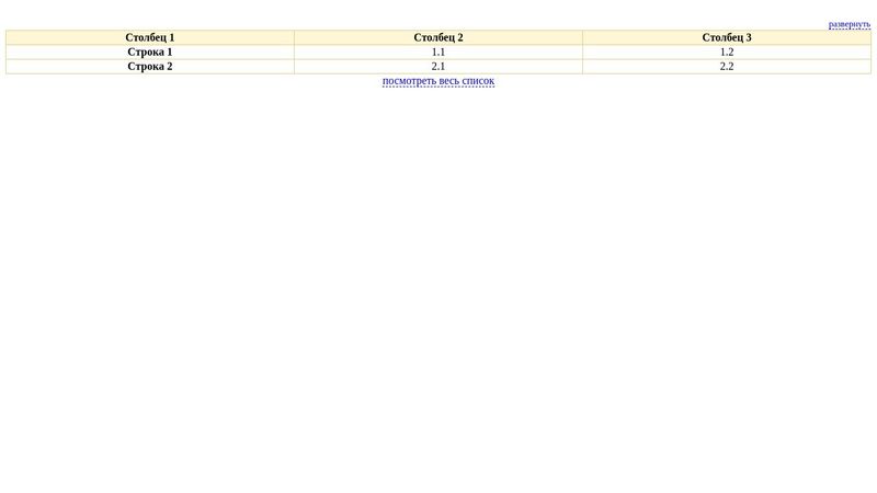 Drop-down table / CSS
