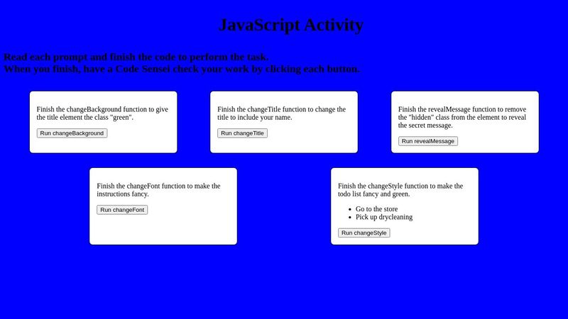 Javascript Activity - Derek