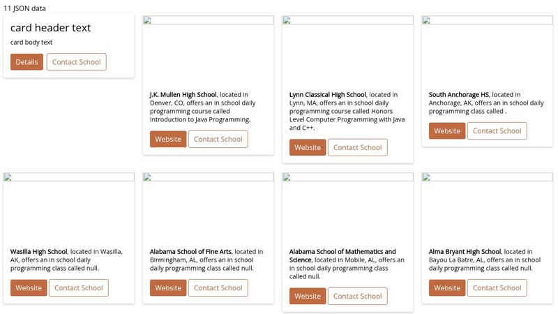 11 JSON data and CSS Cards