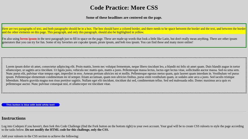 Code Practice: More CSS