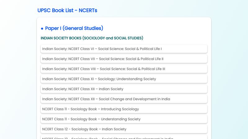 NCERT Books For Upsc - List