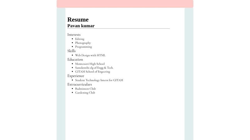 A simple HTML Resume