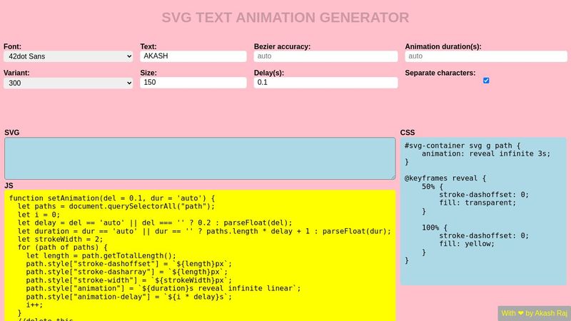 SVG TEXT ANIMATION GENERATOR