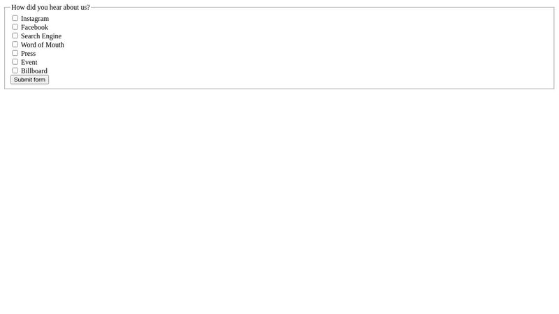 HTML Checkbox Example