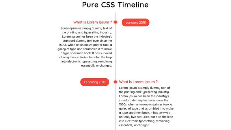 Responsive Pure HTML and CSS Vertical Timeline Design