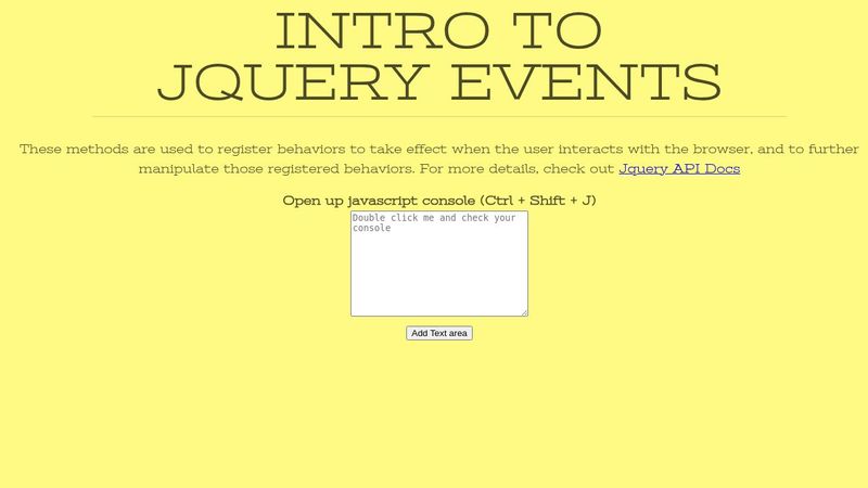 Learning: Jquery events methods