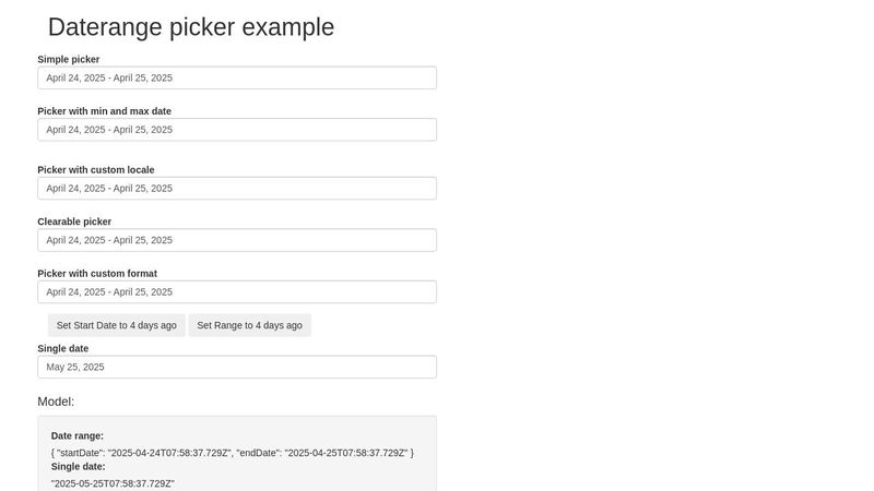 Date Range Picker AngularJS
