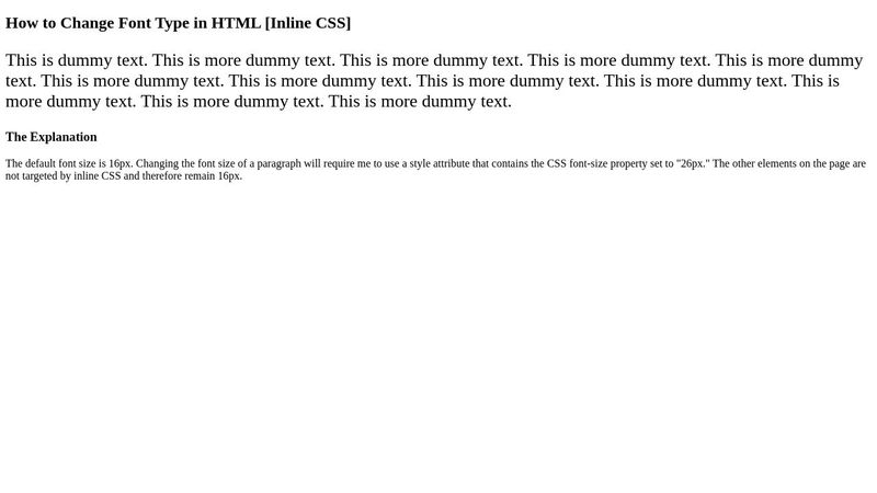 How to Change Font Size in HTML: inline CSS