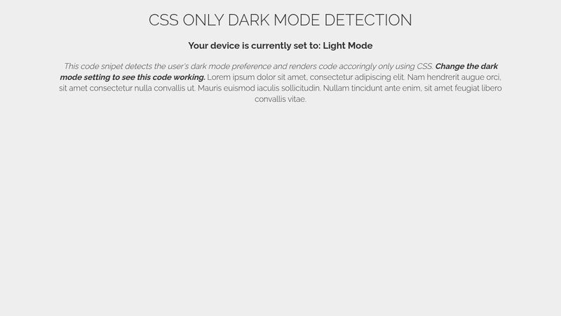 CSS Only Dark Mode Detection