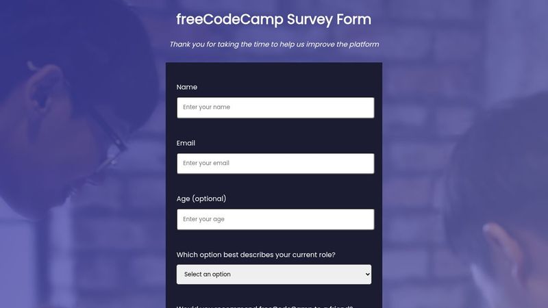 freeCodeCamp Survey Form