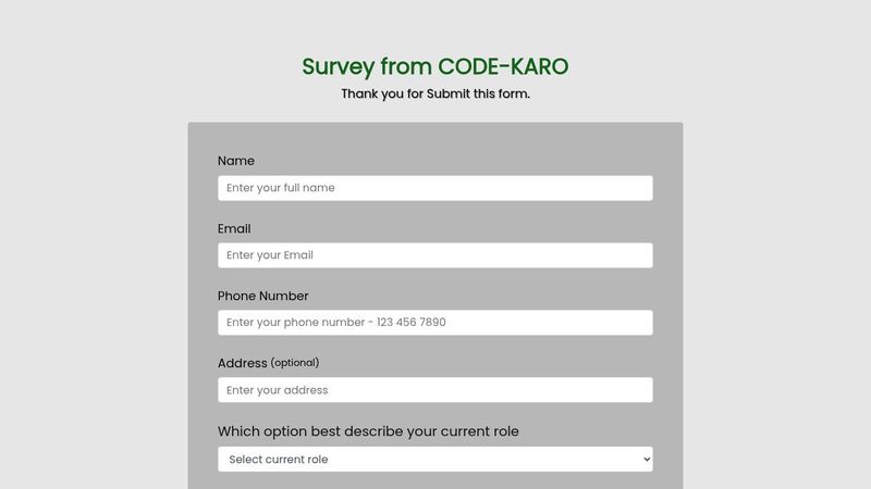 Survey Form - HTML & CSS
