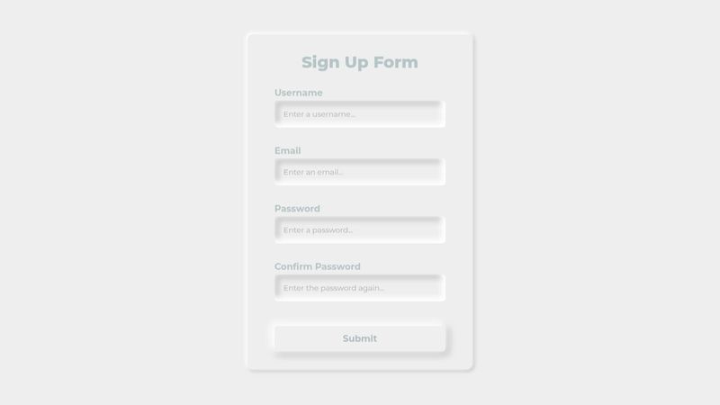 Sign Up Form w/ Neumorphism Design