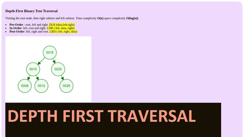 Depth-First Traversal | Binary Tree
