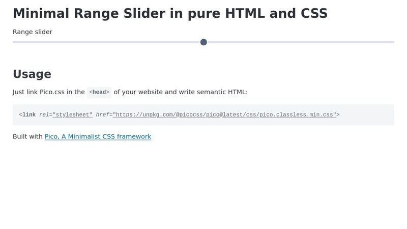 Minimal Range Slider in pure HTML and CSS