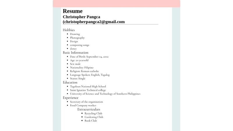 A simple HTML Resume