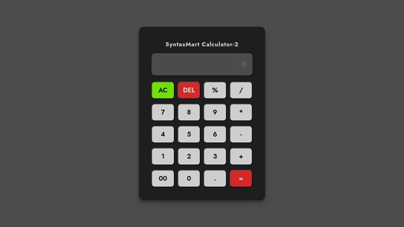 Basic Calculator Using HTML, CSS & Javascript