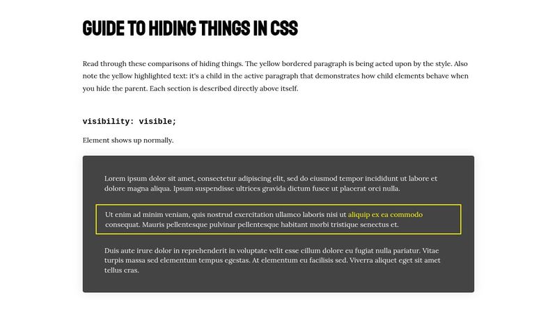 Hiding with CSS