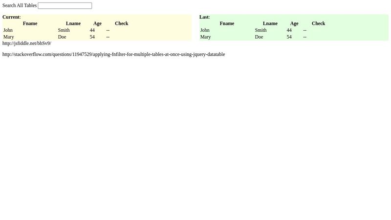 Multi Table search datatable